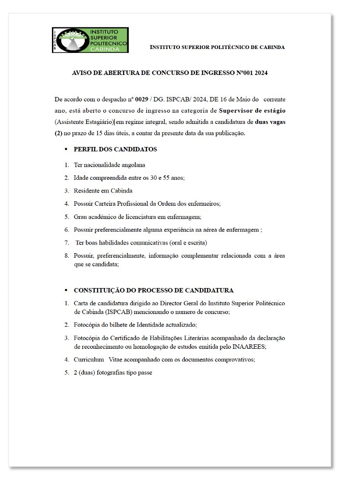 Concurso de Ingresso n.º 001/2024
